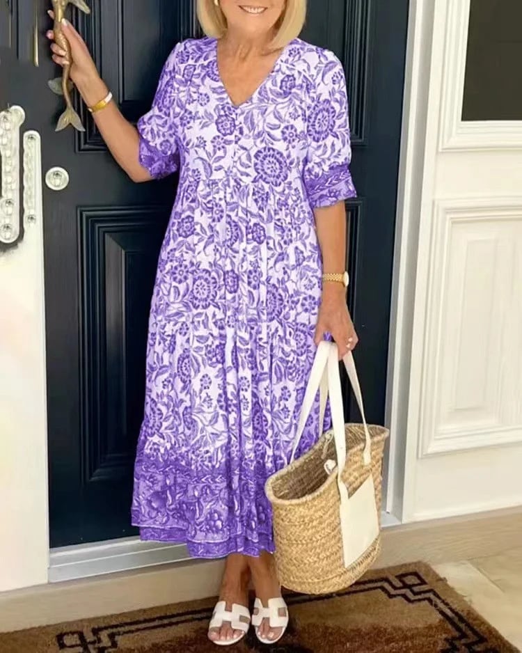 ZEYNEP - KLEID MIDI MIT LOCKEREM BLUMENMUSTER