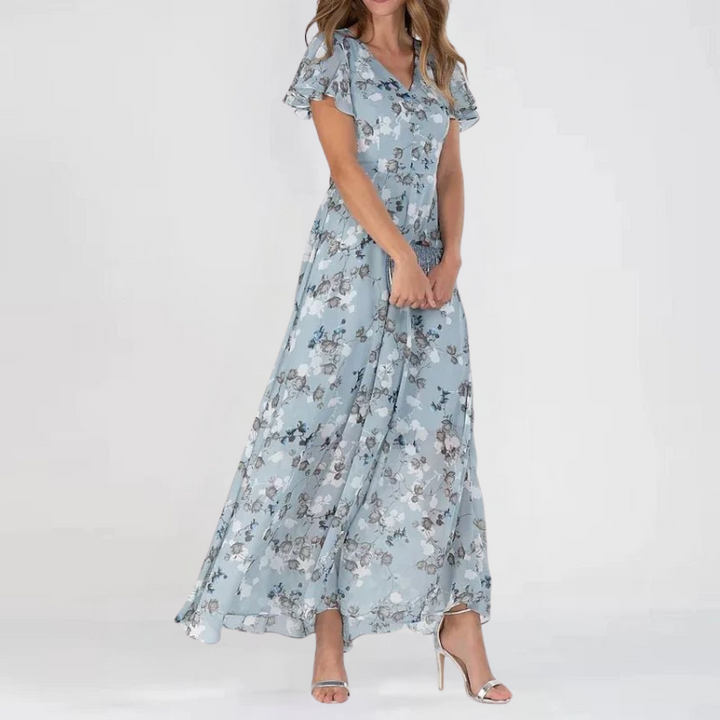 FADIME - LANGES KLEID MIT VOLANTÄRMELN
