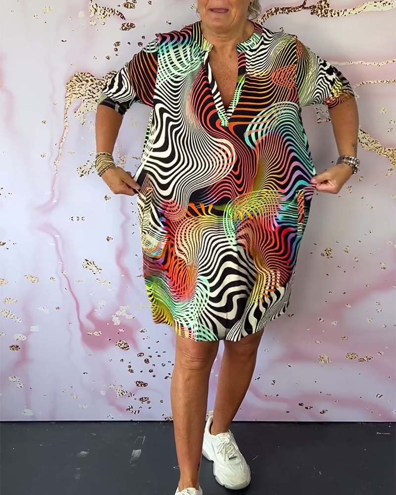 Elfi - Farbkleid mit V-Ausschnitt