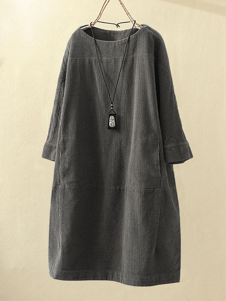 QUIRINA - WEITES KLEID MIT LANGEN ÄRMELN