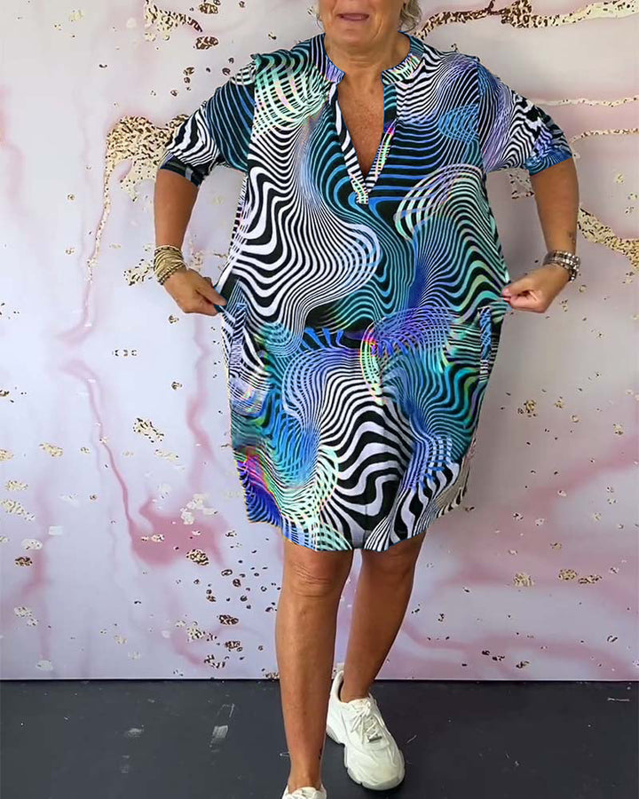 Elfi - Farbkleid mit V-Ausschnitt