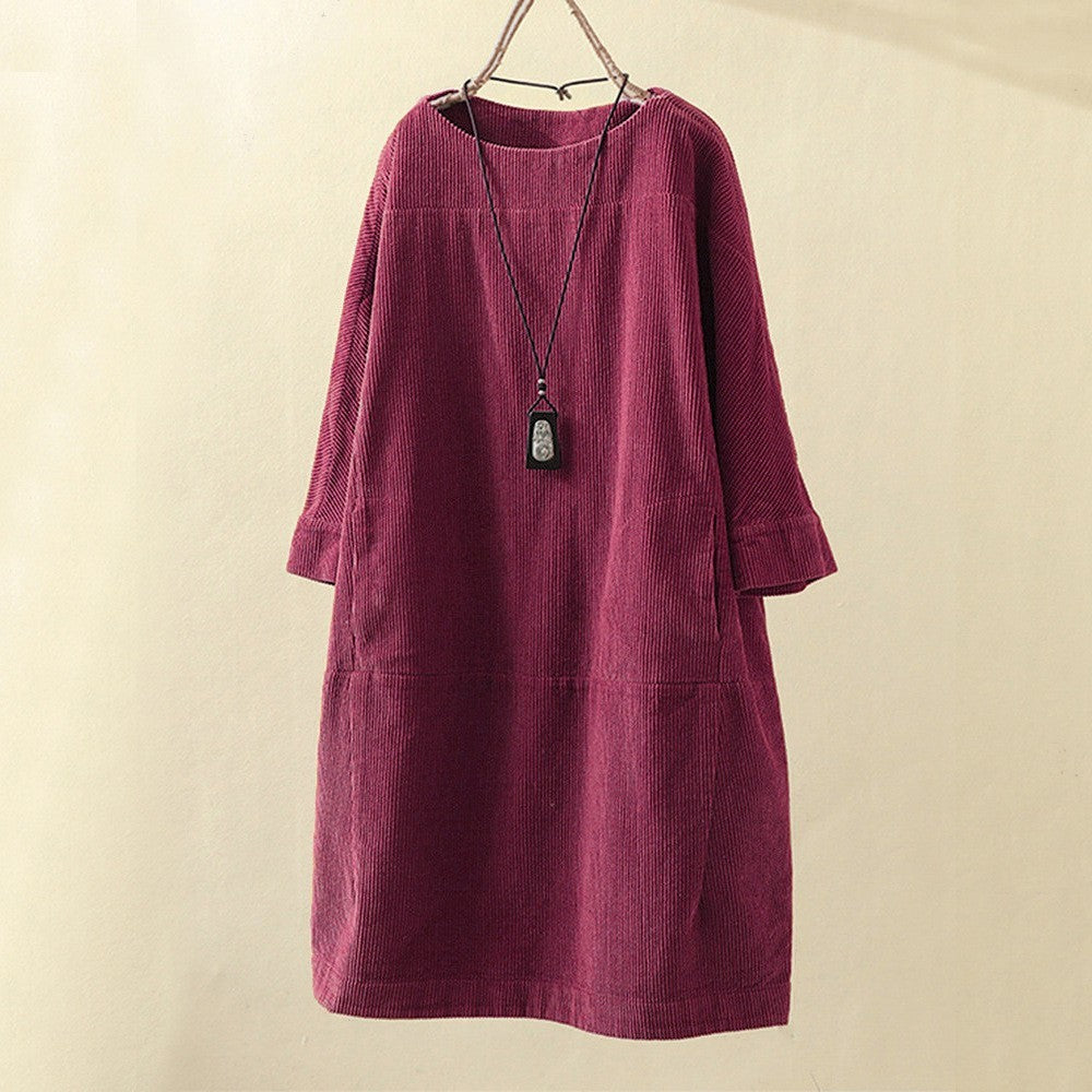 QUIRINA - WEITES KLEID MIT LANGEN ÄRMELN