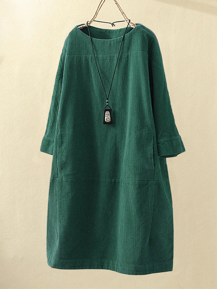 QUIRINA - WEITES KLEID MIT LANGEN ÄRMELN