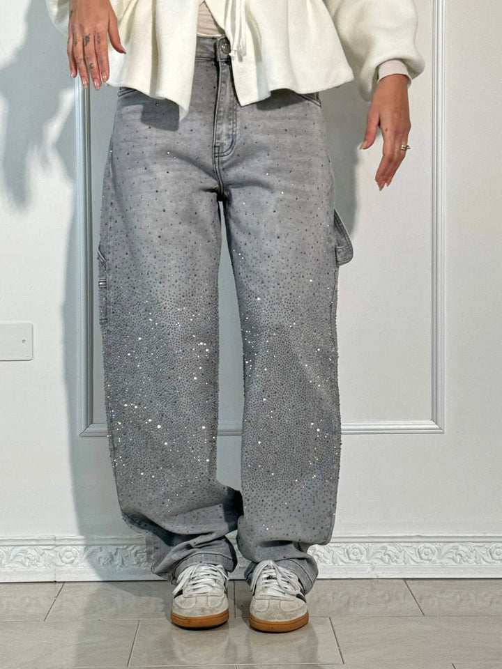 VALESKA - HOSEN MIT HOHER TAILLE UND WEITEM BEIN