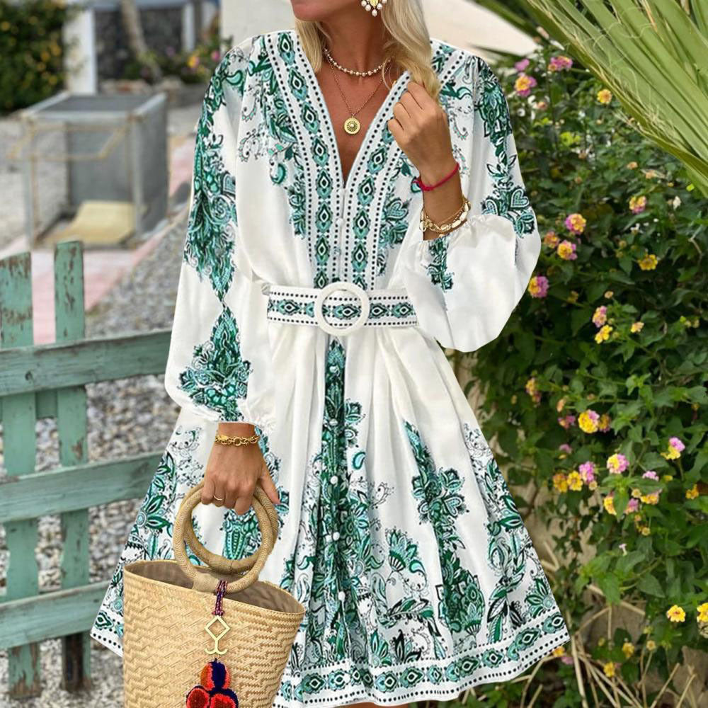Lina - Elegantes langes Kleid mit V-Ausschnitt