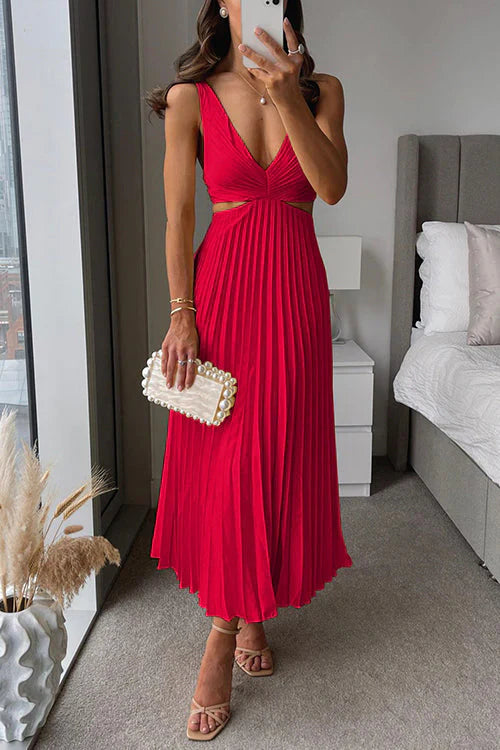 SERAP - PLISSIERTES KLEID MIT SEITLICHEN AUSSCHNITTEN