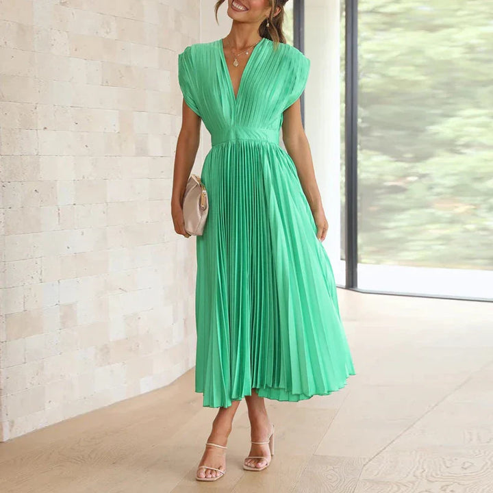 AROA - LANGES PLISSIERTES KLEID MIT GÜRTEL