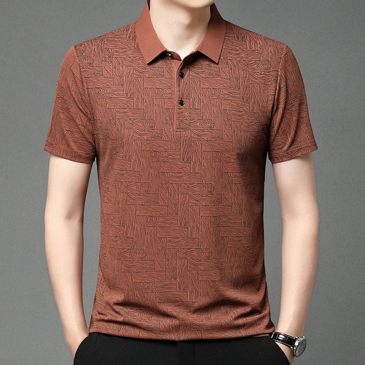 HARALD - POLOSHIRT MIT HOLZMASERUNG-MUSTER