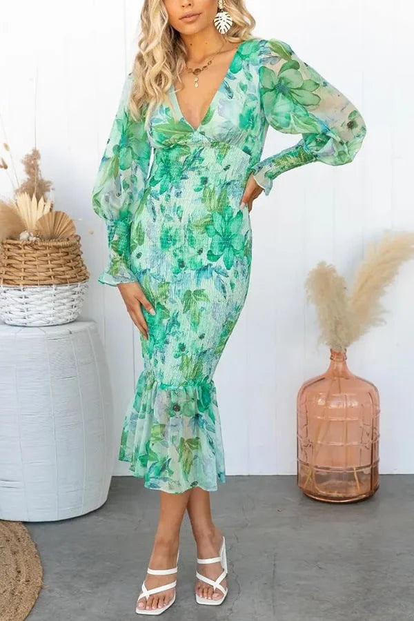 CEYDA - KLEID MIT PLISSIERTER TAILLE UND BLUMENPRINT