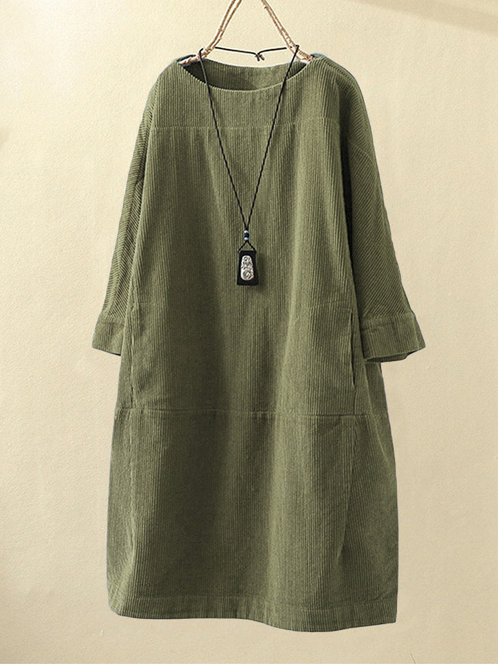 QUIRINA - WEITES KLEID MIT LANGEN ÄRMELN