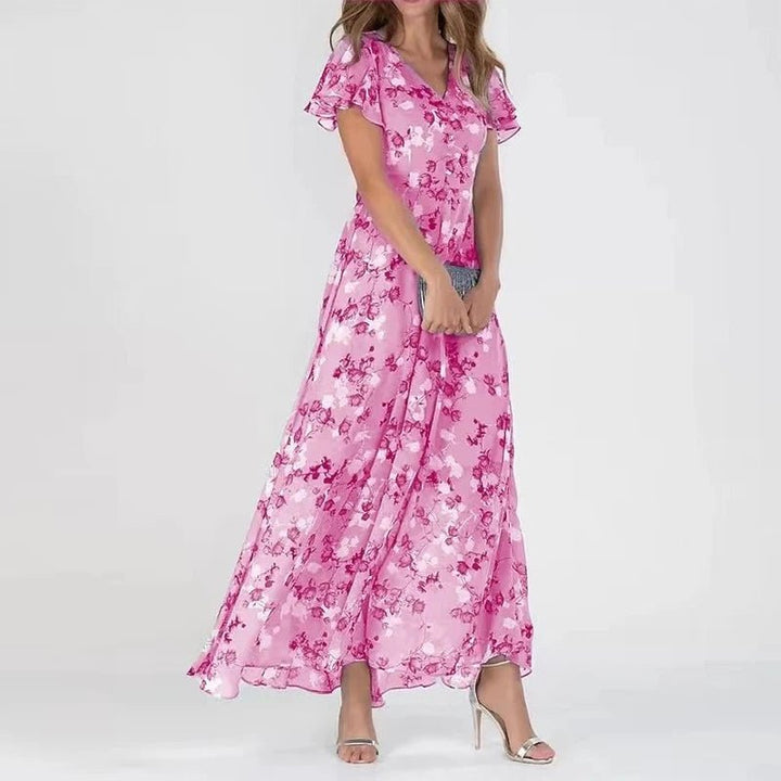 FADIME - LANGES KLEID MIT VOLANTÄRMELN