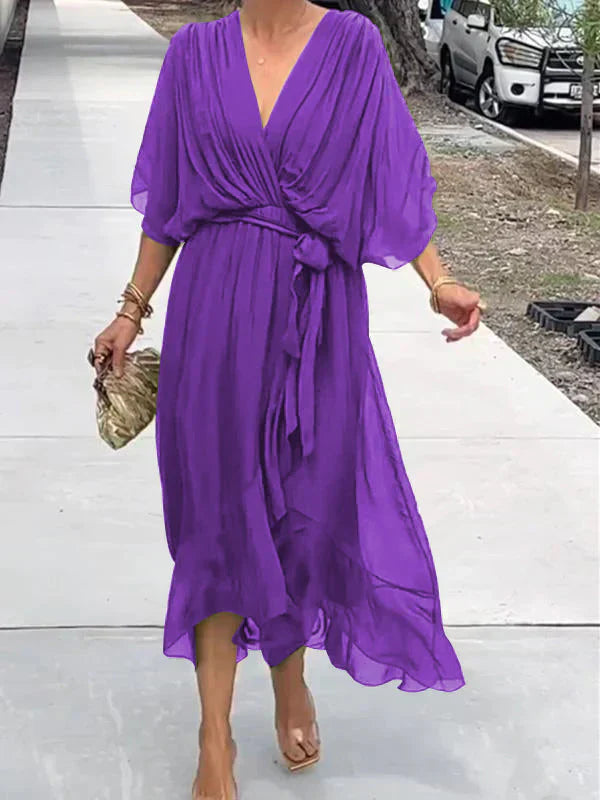 Monika | Luftiges Kleid mit V-Ausschnitt