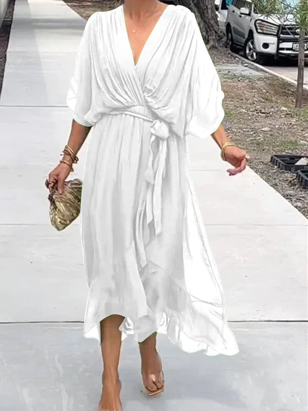 Monika | Luftiges Kleid mit V-Ausschnitt