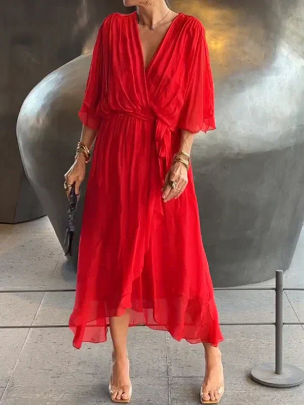 Monika | Luftiges Kleid mit V-Ausschnitt