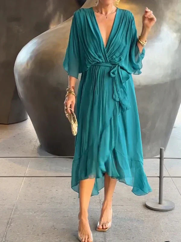 Monika | Luftiges Kleid mit V-Ausschnitt