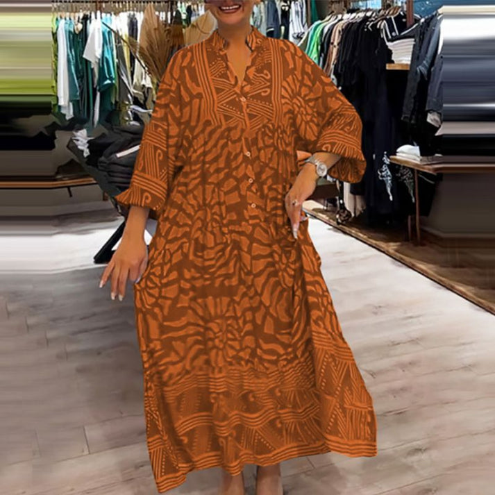 GISILA - LANGES LOCKERES KLEID MIT MUSTER