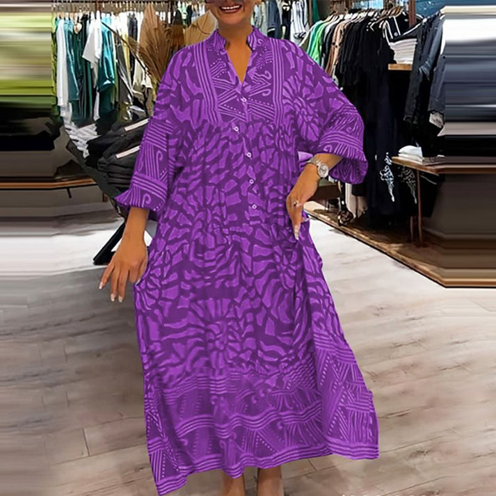GISILA - LANGES LOCKERES KLEID MIT MUSTER