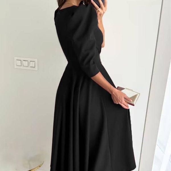 TÜLAY - PLISSIERTES MIDIKLEID MIT V-AUSSCHNITT